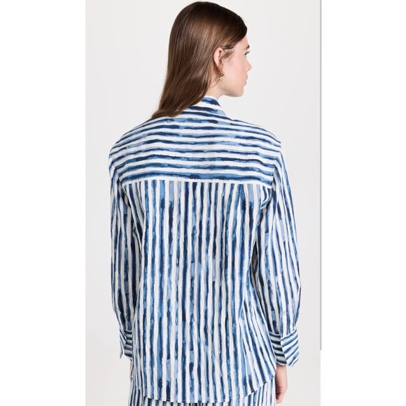 Vince women’s Painterly Stripe Oversized Shirt White Blue S - Picture 3 of 16